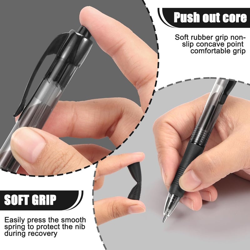 deegtran Pens Bulk, 50 Pack No Bleed Black Ink Click Pens with Soft Grip, Wholesale Retractable Ballpoint Pens for Office School, Medium Point Smooth 1.0MM - Image 4